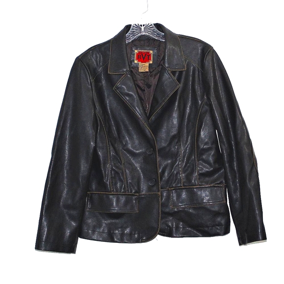 RVT faux brown distressed leather jacket - Picture 1 of 8